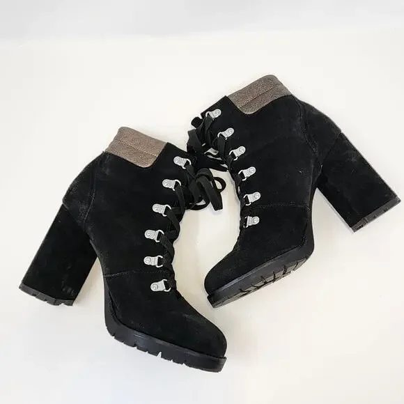 Sam Edelman Womens Carolena Black Suede Biker Lace Up Boots Booties Size 8.5 M - Picture 7 of 9